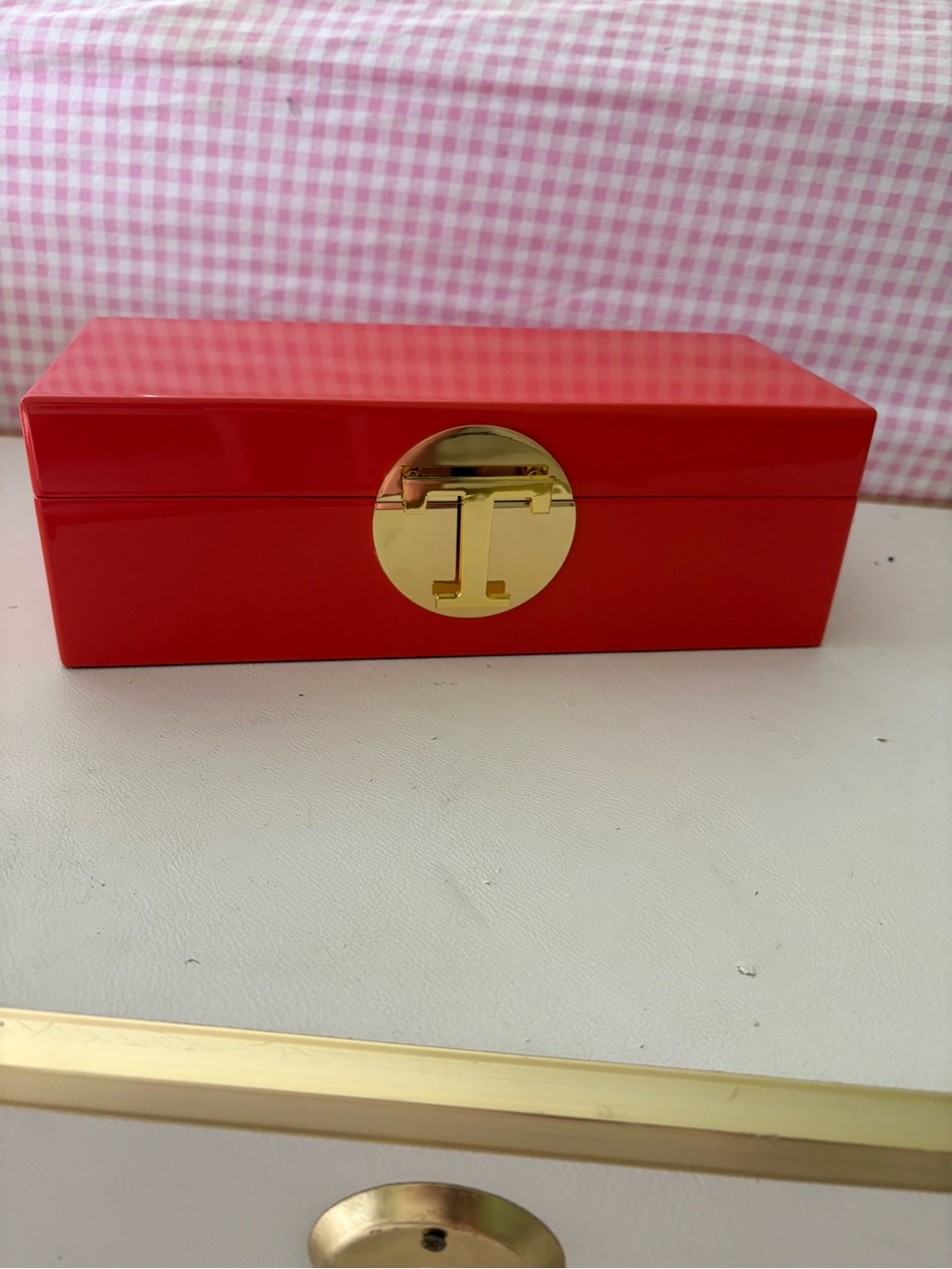 C. Wonder Red Lacquer Jewelry Box with Gold Accent